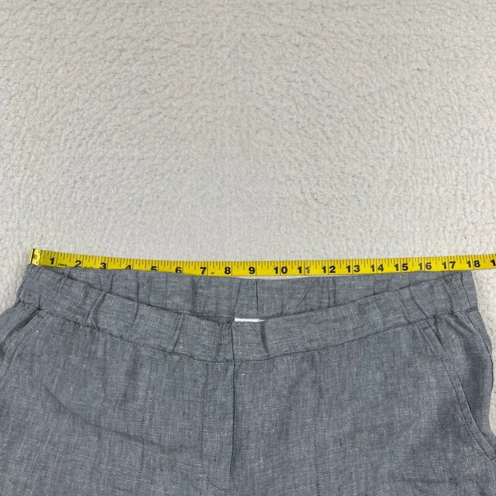 Pure Jill‎ Linen Pants Women Large Petite Chambray Elastic Waist Straight